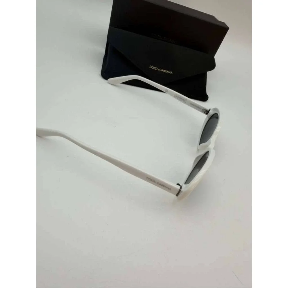 Dolce & Gabbana Oval White Sunglasses Black‎ Lens Authentic Luxury Full Set